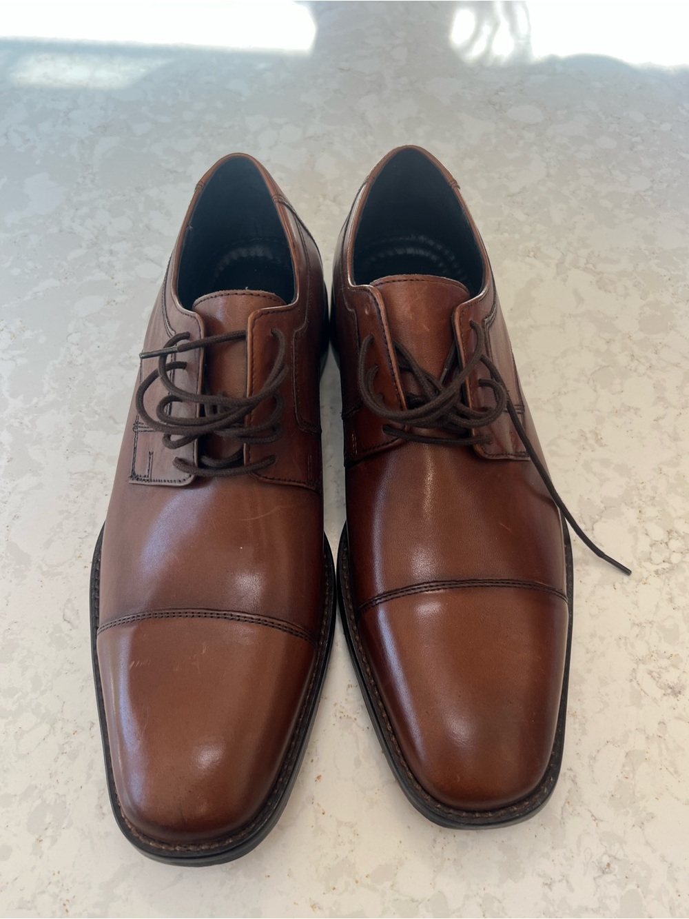 Johnston & Murphy Brown Leather Cap-Toe Derby Dress Shoes